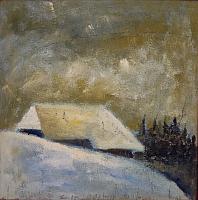 Ludger Schaefer, Schwarzwaldhof, 2020, OelPlatte, 40 x 40 cm